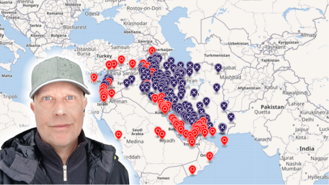 Det sprängs mer än vanligt i Mellanöstern. Foto: Open Street Map, via Wikimedia Commons