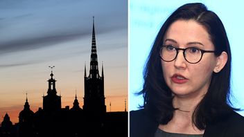 Stadssiluett över Stockholm och Aida Hadžialić (S), regionstyrelsens ordförande i region Stockholm. Foto: Henrik Montgomery/Claudio Bresciani/TT