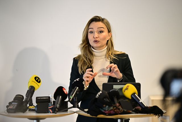 Energi- och näringsminister Ebba Busch (KD) under pressträff i Skellefteå med anledning av Northvolts konkurs. Magnus Lejhall/TT