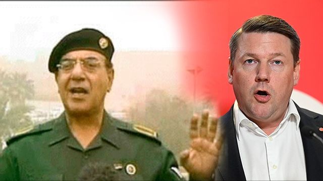 Partisekreteraren Tobias Baudin (S) riktar återigen anklagelser mot M gällande invandringen. På X kritiseras han för sitt nya utspel. En kritiker jämför honom med ”Bagdad Bob”. Foto: Jessica Gow/TT/Irakiska regeringen