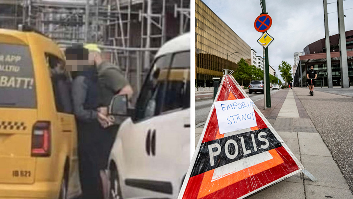 Den misstänkte 15-åringen grips i nära anslutning till köpcentret. Foto: Johan Nilsson/TT/Twitter