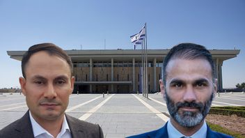 Bilden är ett Montage. Från vänster: Mikail Yüksel och Daniel Mahouk från Partiet Nyans. I bakgrunden: det israeliska parlamentet Knesset. Foto: Pressbilder Partiet Nyans/Clema12/CC BY-SA 4.0