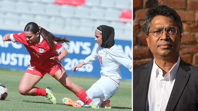 Iranska damlandslaget i en match mot Libanon. Till höger: Ashok Swain. Foto: Public Domain/Ashoswai/CC BY-SA 4.0