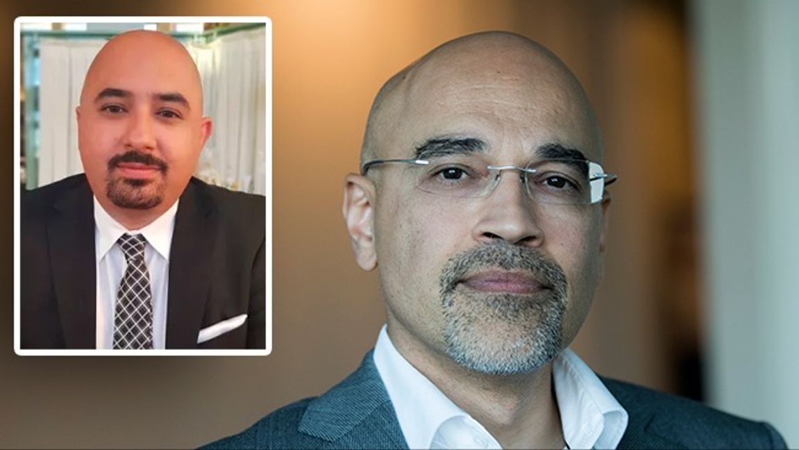 Arvin Khoshnood, till vänster, skriver om utredningen av Rouzbeh Parsi. Foto: TT/Privat