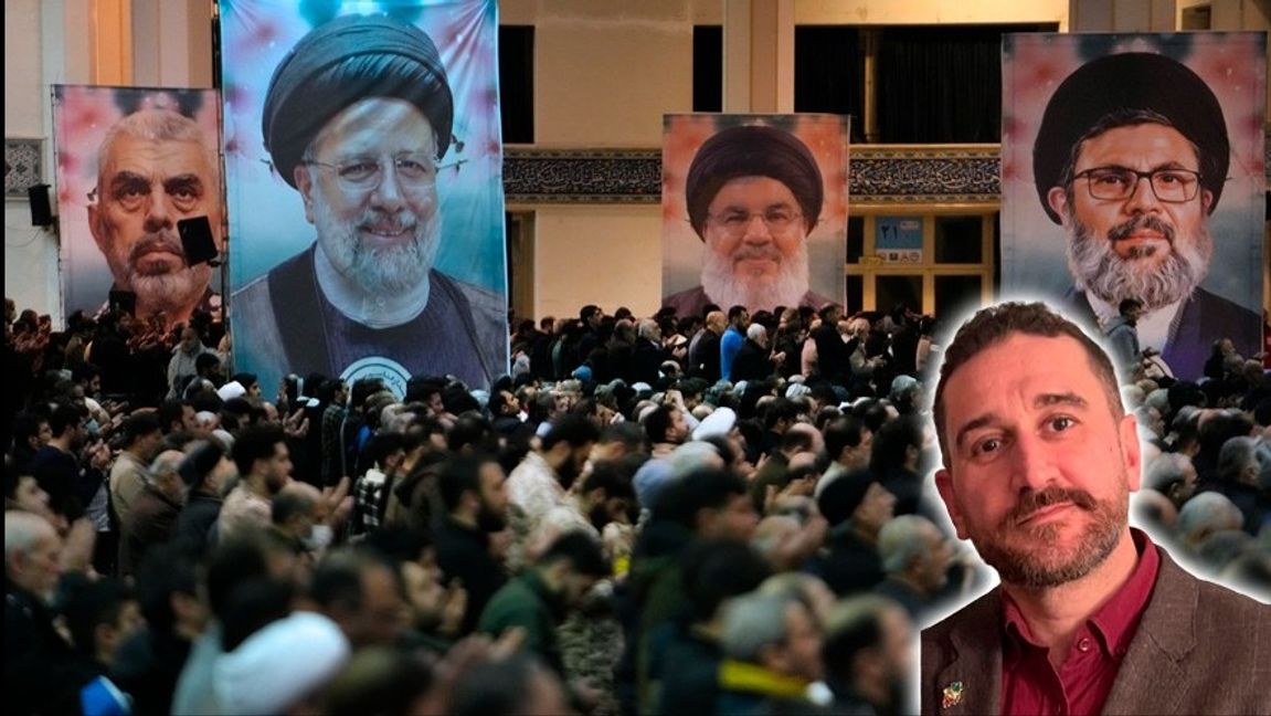 Dräpta terrorledare hyllas i Iran, bland annat Hizbollahs Hassan Nasrallah och Hamas’ Yahya Sinwar. De har alla det gemensamt att de stöttades av IRGC. Foto: Vahid Salemi / TT
