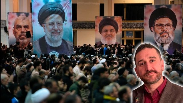 Dräpta terrorledare hyllas i Iran, bland annat Hizbollahs Hassan Nasrallah och Hamas’ Yahya Sinwar. De har alla det gemensamt att de stöttades av IRGC. Foto: Vahid Salemi / TT