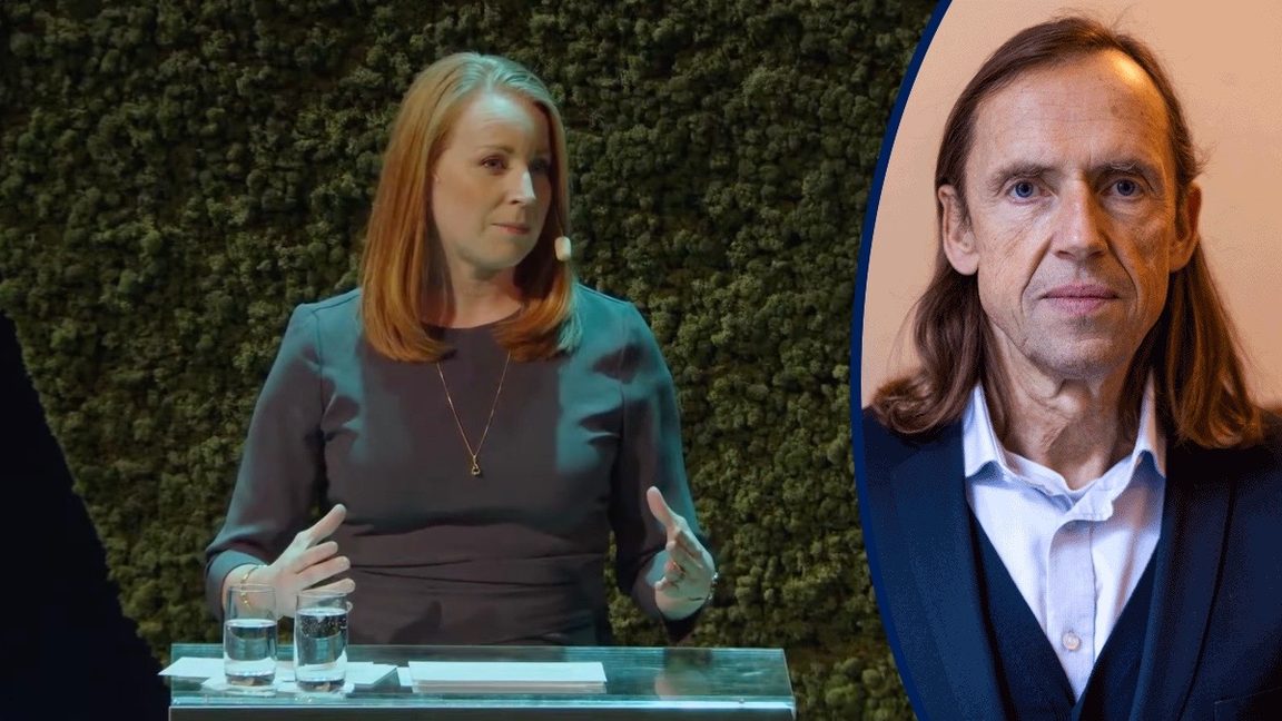 Annie Lööf i sitt sista valupptaktstal som Centerledare 2022. Foto: Skärmbild från Youtube.