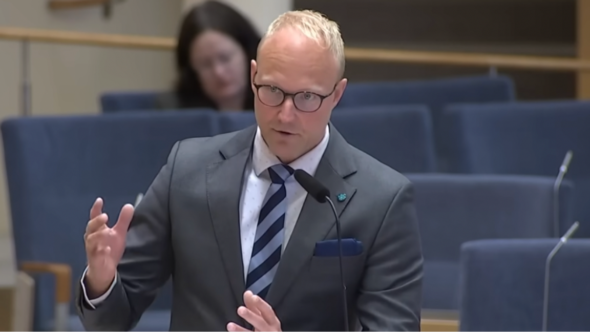 Ludvig Aspling (SD). Foto: Skärmdump/Youtube