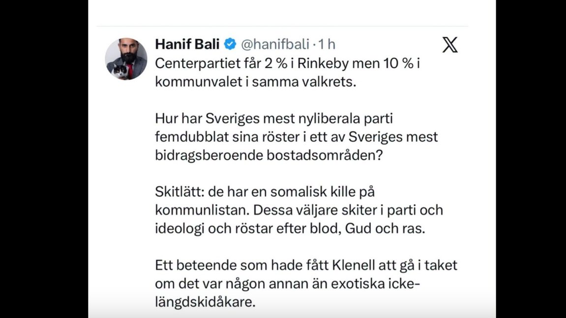 Hanif Balis inlägg på X