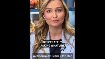 Till och med textningen lyfter fram att hon talar om avarter inte om islam. Ändå tröskas debatten flera varv. Foto: Skärmdump