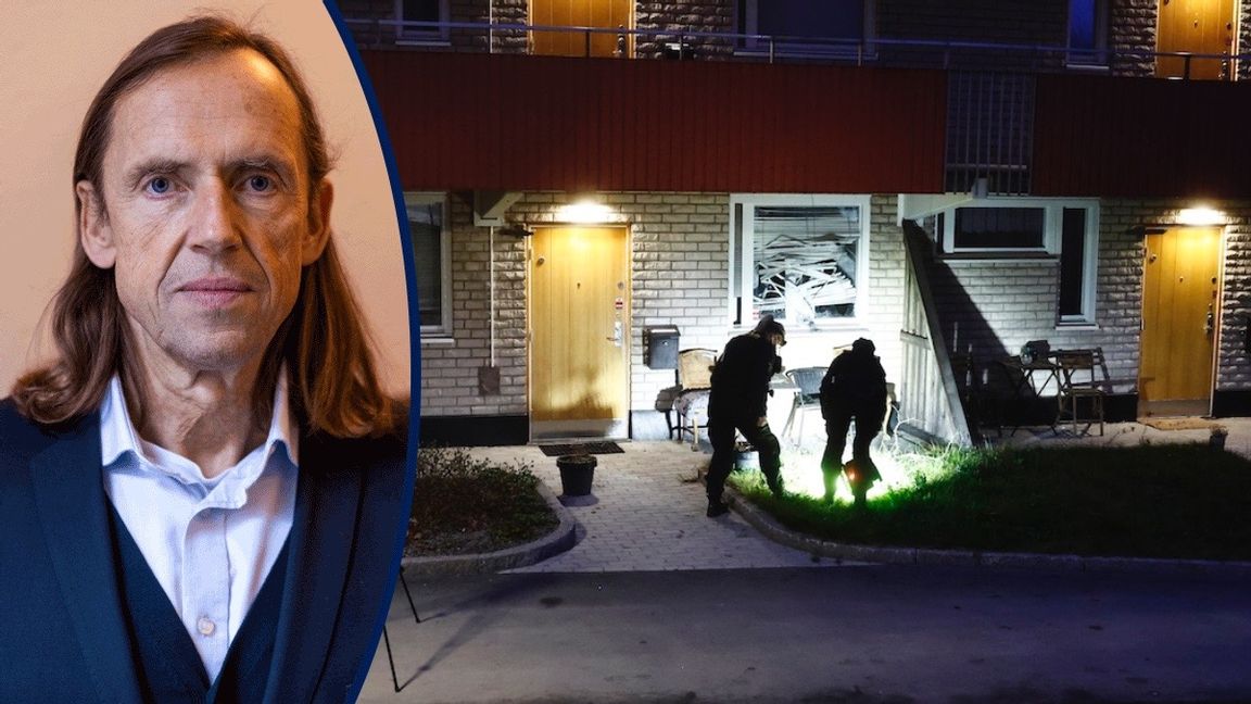 Polisen undersöker brottsplatsen efter ett av totalt över 180 bombdåd i Sverige hittills det här året. Foto: Stefan Jerrevång/TT
