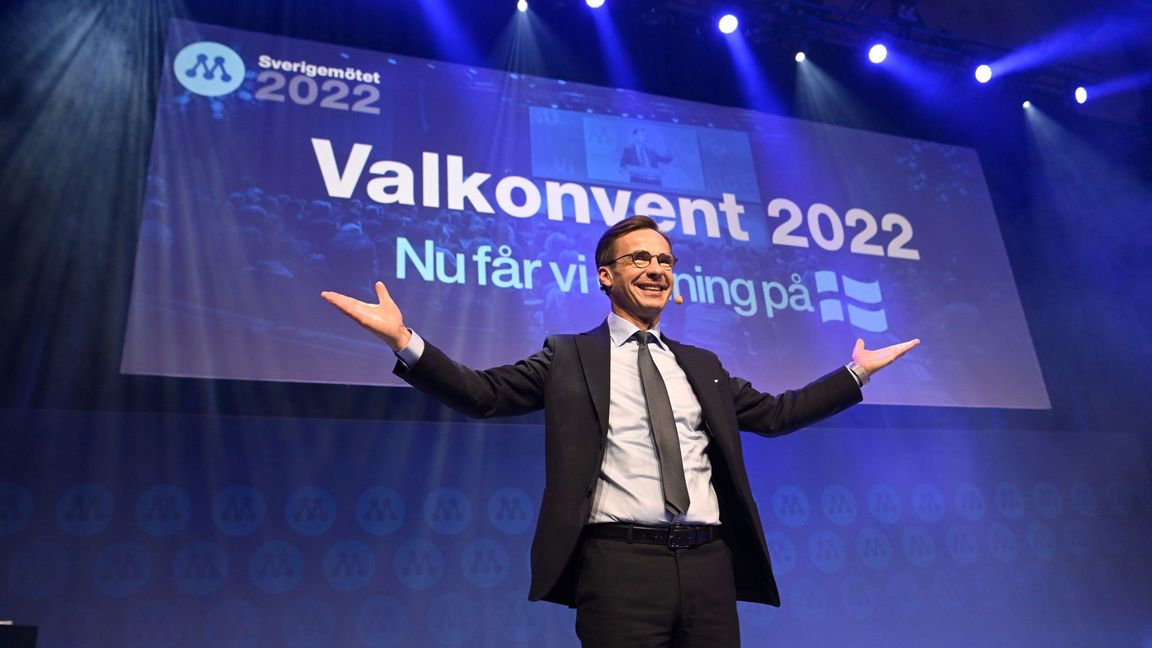 Ulf Kristersson på Sverigemötet i Örebro. Foto: Fredrik Sandberg/TT