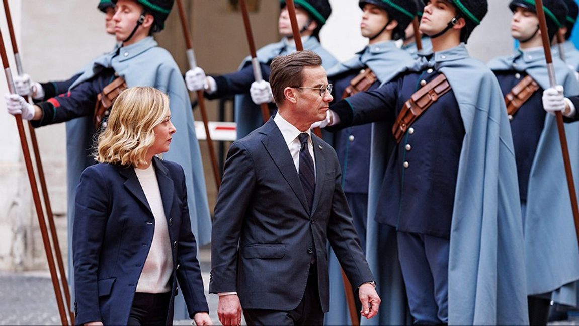 Giorgia Meloni och Ulf Kristersson träffas i Rom på onsdagen. Foto: Roberto Monaldo/AP/TT