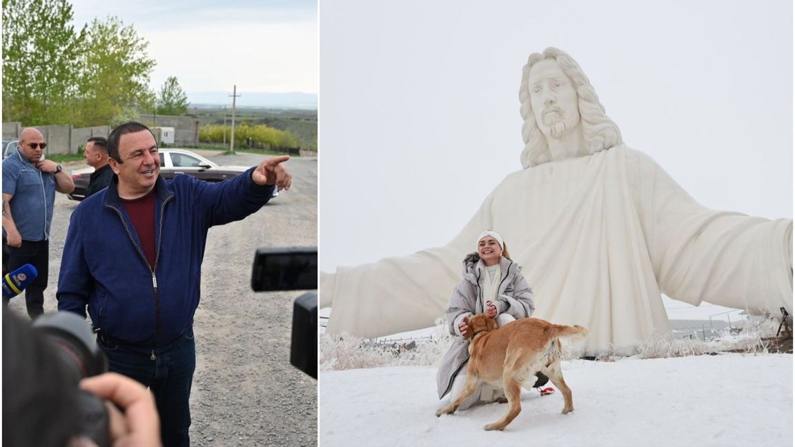 Gagik Tsarukjan ligger bakom projektet att bygga världens största Jesusstaty. Foto: Faksimil, Հիսուս Քրիստոսի Մոնումենտալ Արձան/Facebook