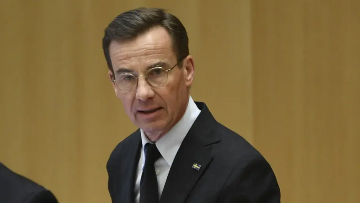 Statsminister Ulf Kristersson (M) uttalar sig kring de nya uppgifterna om Nytorgsmannen. Foto: Jakob Åkersten Brodén/TT