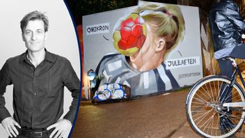 Grafitti i Köpenhamn; omikron kommer som en boll i ansiktet på julafton. Foto: Philip Davali/TT