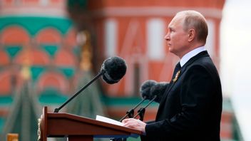 President Vladimir Putin vid sitt tal på Segerdagen i Moskva den 9 maj i år. Foto: Michail Metzel/Sputnik/pool/AP/TT