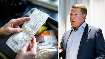 Socialdemokraternas partisekreterare Tobias Baudin (S) anklagar regeringen för ”Tidö-priser” i matbutikerna. Foto: Gorm Kallestad/Jessica Gow/NTB/TT