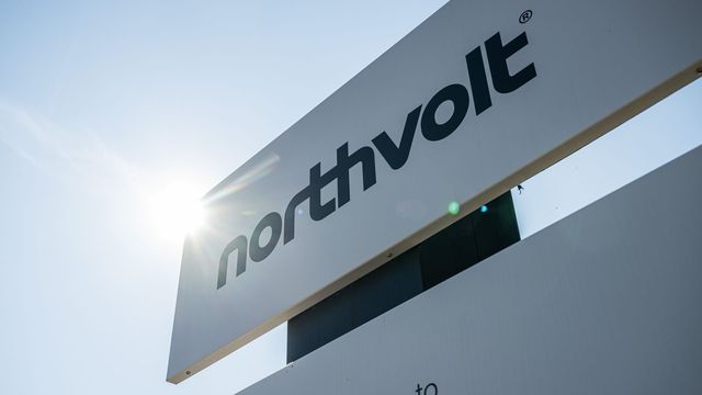 Genrebild. Skylt utanför Northvolts Skellefteå-fabrik. Foto: Magnus Lejhall/TT