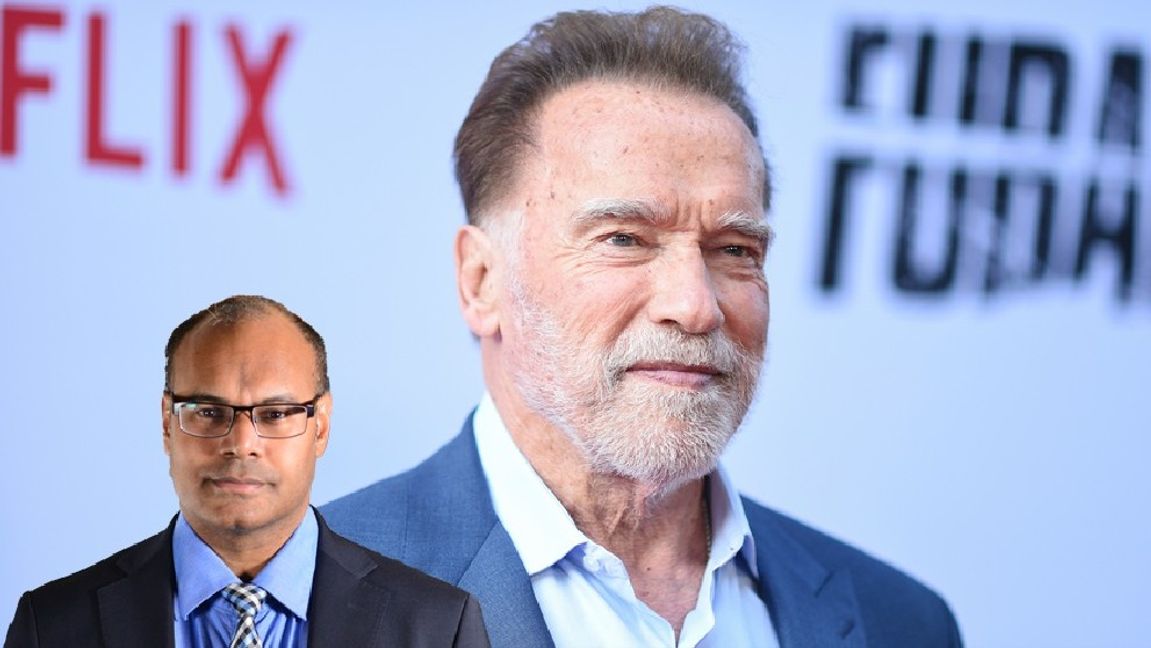 Arnold Schwarzeneggers presentation av tv-serien ”FUBAR” blev ”FUBAR” på politiskt korrekt talkshow. Photo credit: Richard Shotwell / TT