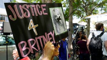 Anhängare av den så kallade ”Free Britney”-rörelsen utanför domstolen i Los Angeles i juli. Foto: Chris Pizzello/AP/TT.