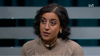 Integrationsminister Simona Mohamsson (L) i SVT Agenda i februari. Foto: Skärmavbild via SVT