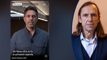 Samir Abu Eid förklarar vad Hamas vill. Skärmavbild från svt.se