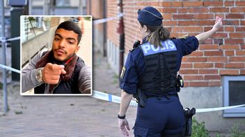 Mahmoud Jumaa och polis vid Södervärnsgatan efter skjutningen den 17 juni ifjol. Foto: Polisen/Johan Nilsson/TT