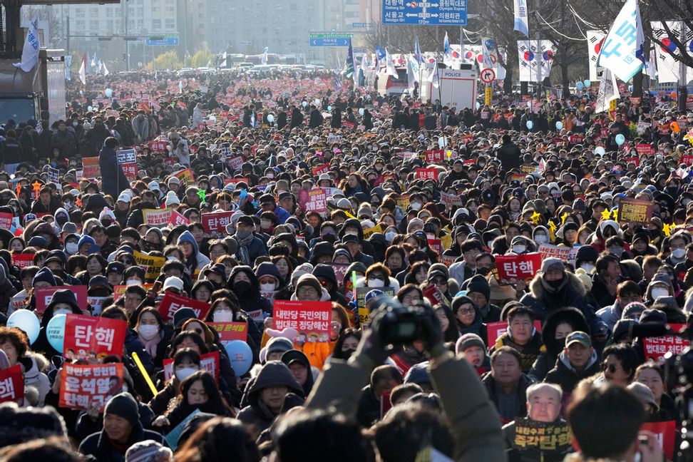 Demonstrationer i Seoul i helgen. Lee Jin-man/AP/TT