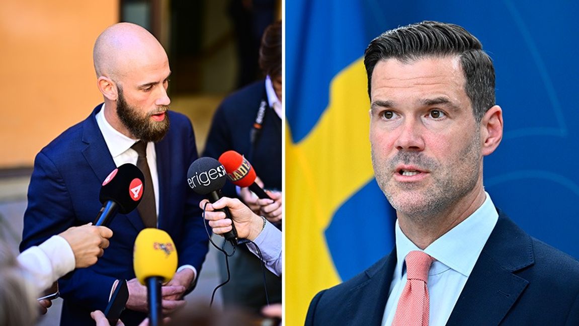 Carl-Oskar Bohlin och ministerkollegan Johan Forssell. Foto: Magnus Lejhall/Anders Wiklund/TT