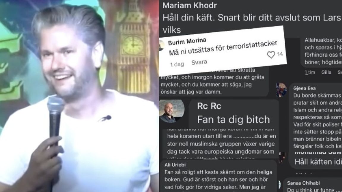 Komikern Fredrik Andersson fick ilskna kommentarer och dödshot efter ett humorklipp på sin Facebook-sida. Foto: Skärmdump Facebook 