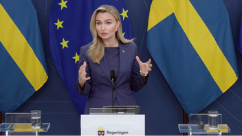 Energi- och näringsminister Ebba Busch (KD) presenterar ytterligare åtgärder mot bakgrund av den globala energikrisen. Foto: Regeringen