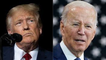 Till vänster den tidigare amerikanske presidenten Donald Trump, till höger nuvarande presidenten Joe Biden. Foto: AP/TT  