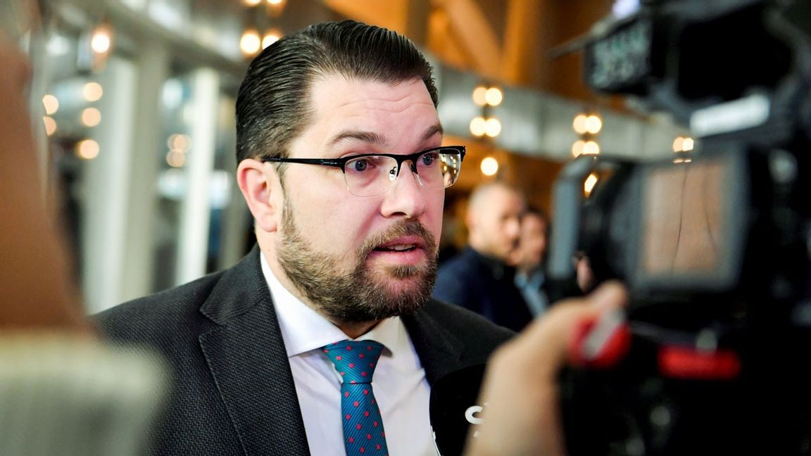 Jimmie Åkesson (SD) sågar IF Metalls agerande. Foto: Jessica Gow/TT