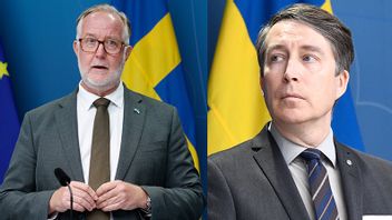 Arbetsmarknadsminister Johan Pehrson (L) och justitieutskottets ordförande Rikard Jomshof (SD). Foto: Christine Olsson/Lars Schröder/ TT