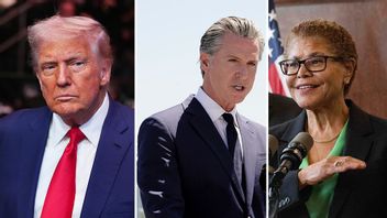 Donald Trump kallar Kaliforniens guvernör Gavin Newsom (D) och LA:s borgmästare Karen Bass (D) för inkompetenta. Foto: Frank Franklin II/Rich Pedroncelli/Drew A. Kelley/AP/TT