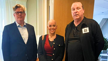 Justitieminister Gunnar Strömmer träffade Sara Nilsson och Patrik Sjöberg från Dumpen. Foto: Faksimil Facebook