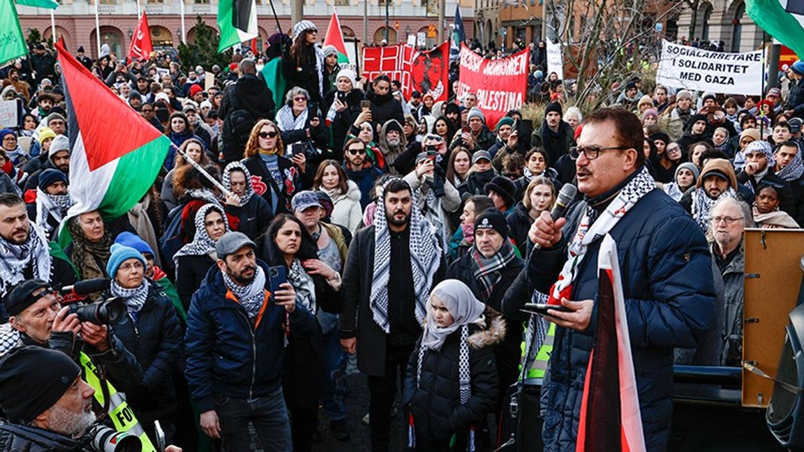 Jamal El-Haj på talarscen. Foto: Fredrik Persson/TT