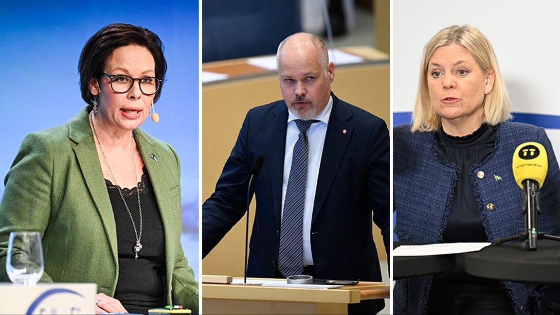 Maria Malmer Stenergard menar att utspelen från Morgan Johansson har eldats på av Magdalena Andersson. Foto: Pontus Lundahl/Jakob Åkersten Brodén/TT