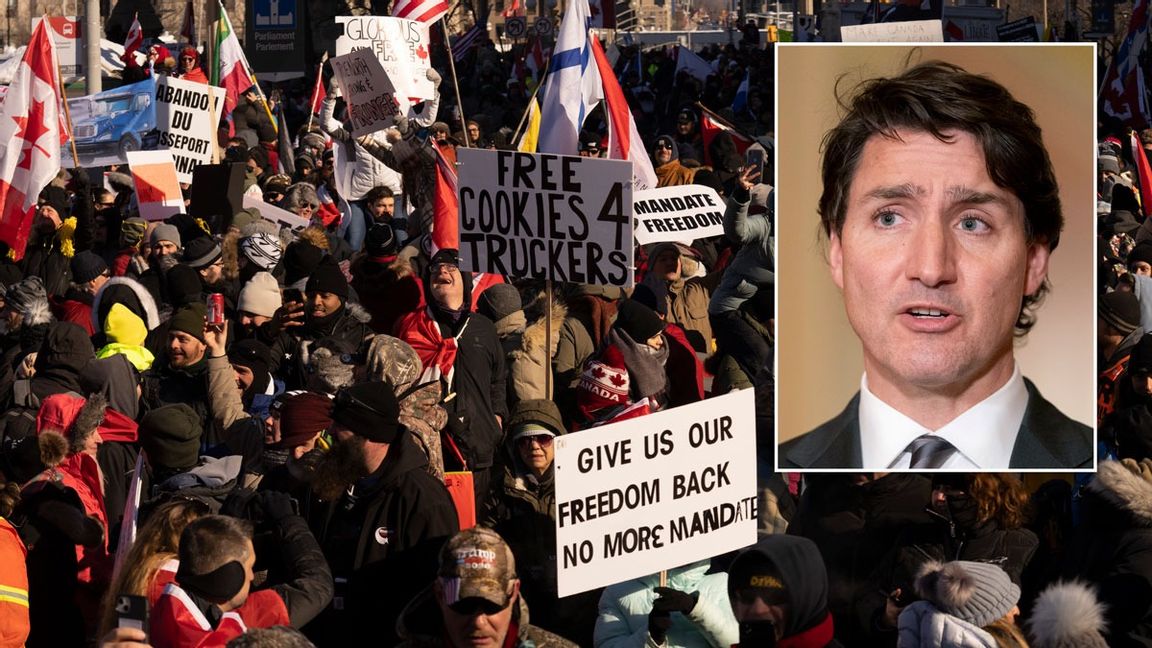 Stora demonstrationer i Ottawa. Justin Trudeau har förts till säker ort. Foto: Jacquelyn Martin/Adrian Wyld/CP/AP