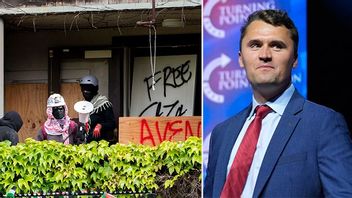 T.v: Demonstranter ockuperar collegebyggnad i Berkeley i maj 2024. T.h: Den på college mördade Charlie Kirk. Bild: Santiago Mejia/San Francisco Chronicle via AP/AP Photo/Alex Brandon