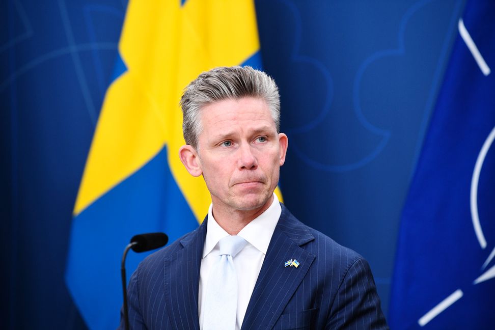 Försvarsminister Pål Jonson (M). Viktoria Bank/TT