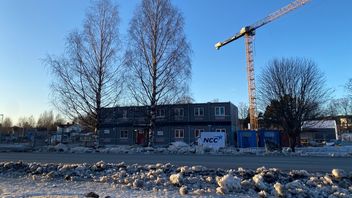 Nyproduktion av lägenheter vid Skellefteälven i Skellefteå i vintras. Foto: Gustav Sjöholm/TT