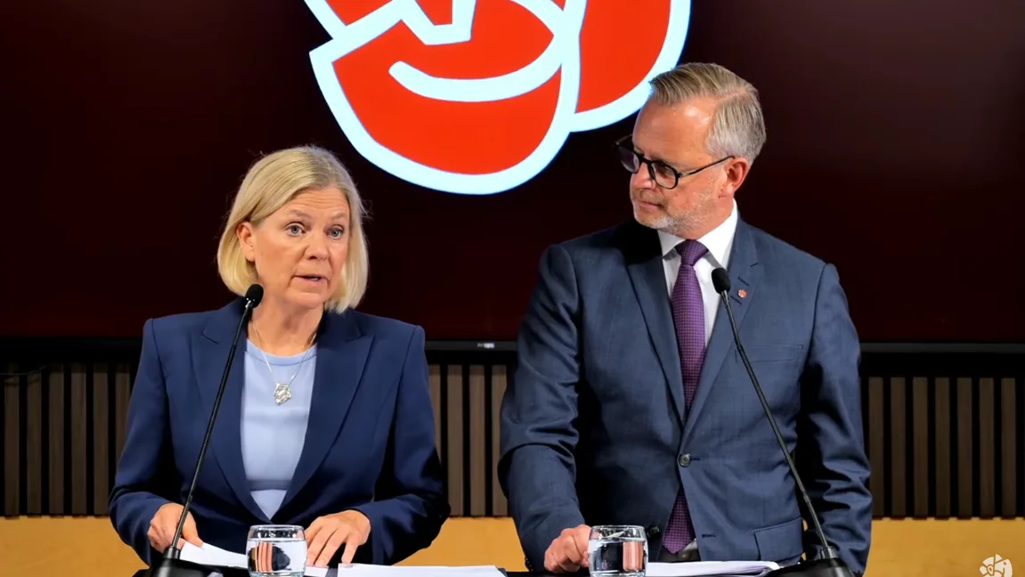 Magdalena Andersson och Mikael Damberg. Foto: Socialdemokraterna via YouTube