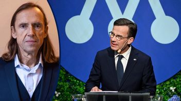 Ulf Kristersson i talarstolen på Moderaternas Sverigemöte som inleddes på fredagen. Missnöjet med förslaget till ny könstillhörighetslag och hur Kristersson hanterat frågan  är utbredd i partiet. Foto: Pontus Lundahl/TT