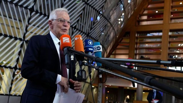 EU:s utrikeschef Josep Borrell håller pressträff. Foto: Virginia Mayo/AP/TT