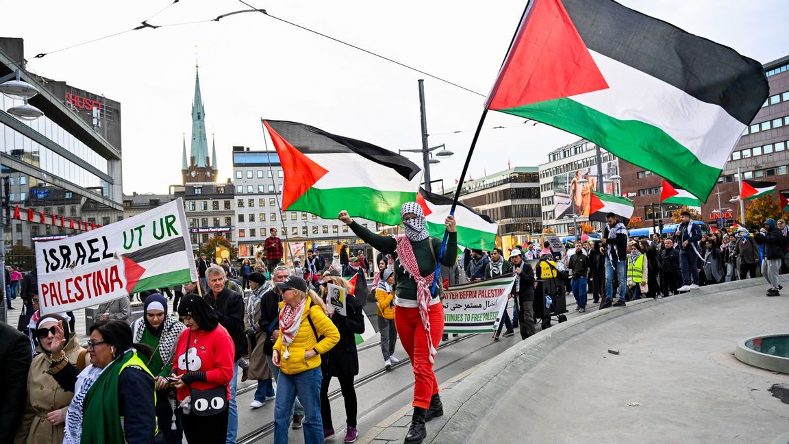 Arkivbild. Palestinademonstration i centrala Stockholm. Foto: Henrik Montgomery/TT