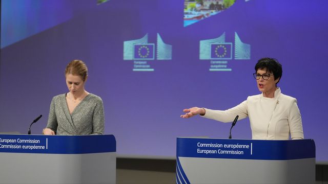 Kaja Kallas och Marta Kos ser det som möjligt att EU utvidgas till 2030. Foto: Virginia Mayo/AP/TT