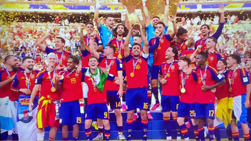Spanien nya världsmästare i Fotboll. Foto: Skärmavbild X