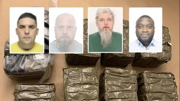 Från vänster: Yasser El-Housami, 32, Robert Hamberg, 53, Mika Kristian Ahvonen, 55, och James Bass, 35 döms till fleråriga fängelsestraff för synnerligen grova narkotikabrott. Foto: Polisen 